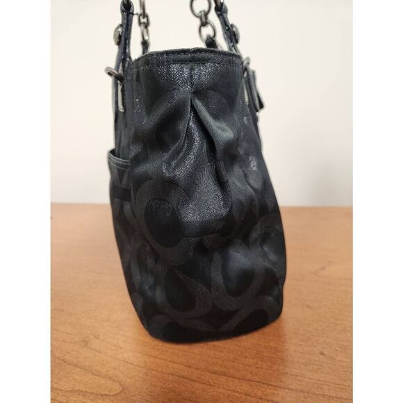 Coach Mia Op Art Lurex Black Canvas Tote 15746 - Picture 6 of 13